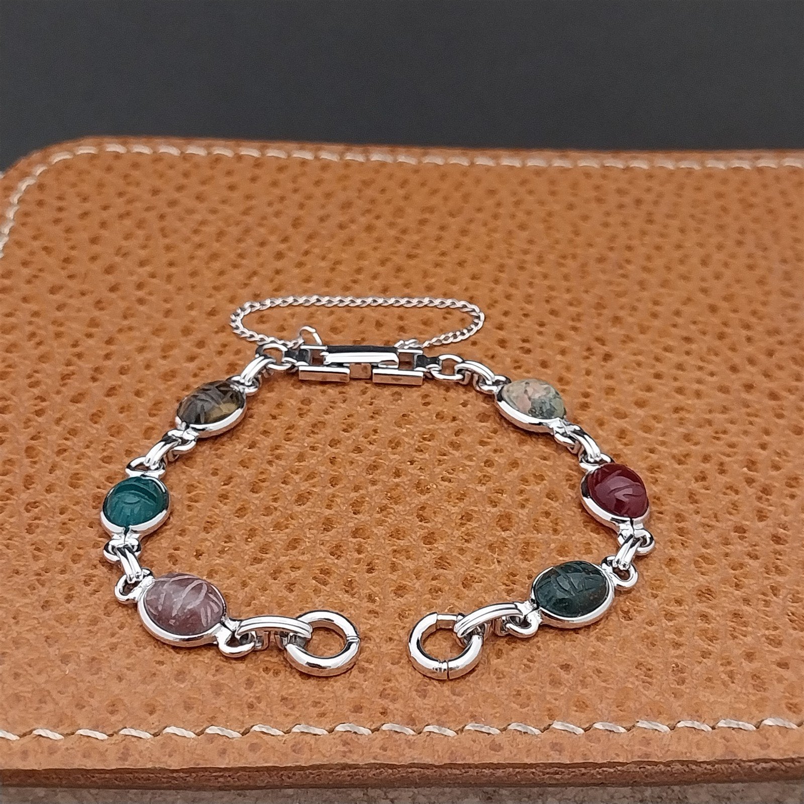 Vintage Kreisler Ladies Carved Scarabs & Gold-Filled 1960s Cocktail Watch Band