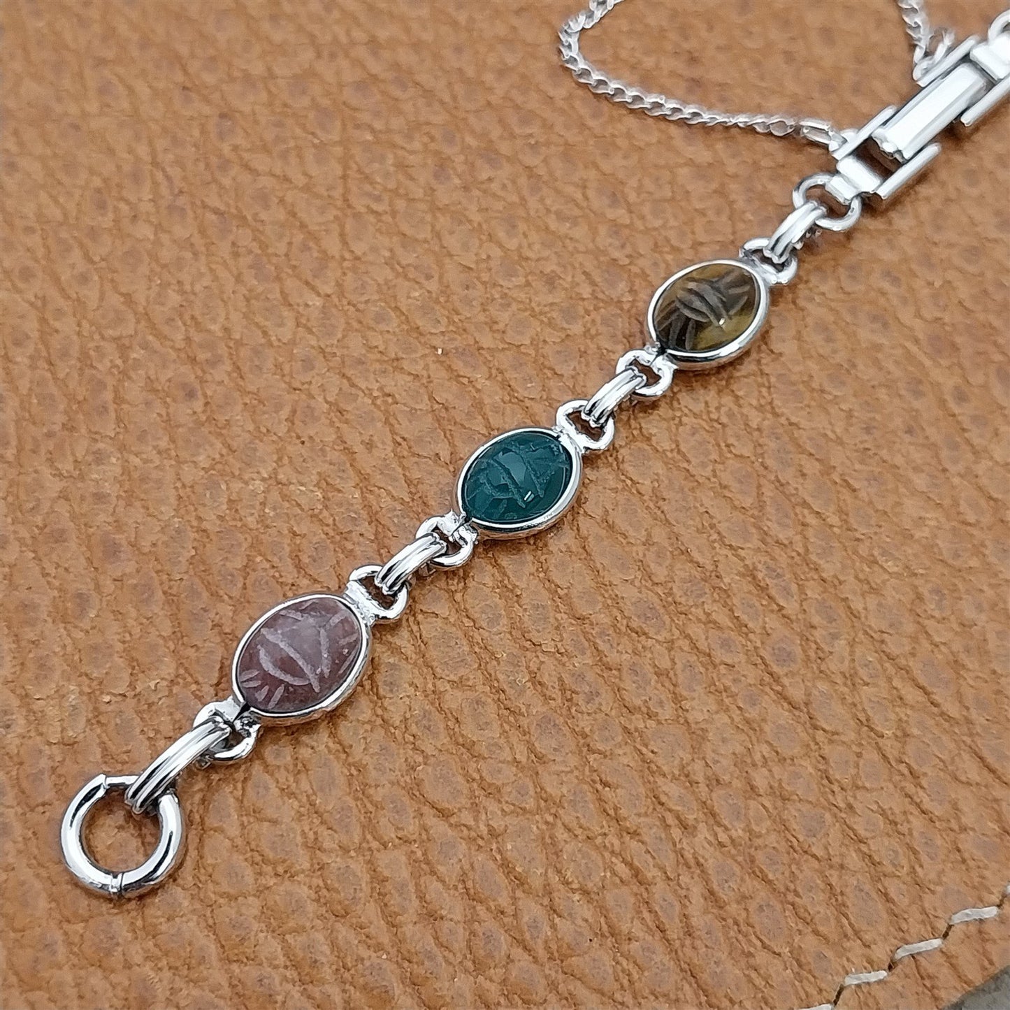 Vintage Kreisler Ladies Carved Scarabs & Gold-Filled 1960s Cocktail Watch Band