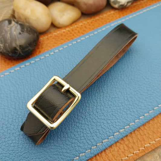 Black Shell Cordovan Vintage Pocket Watch Fob Strap & Brass Finish Buckle