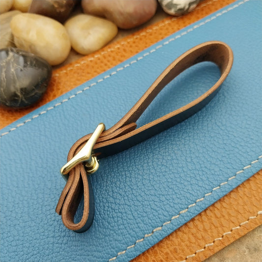 Black Shell Cordovan Vintage Pocket Watch Fob Strap & Brass Finish Buckle