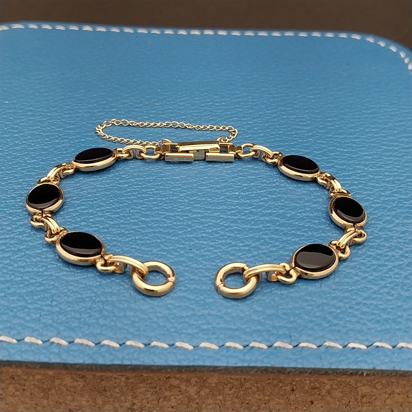 Ladies Kreisler White Gold-Fill & Onyx Unused 1960s Vintage Cocktail Watch Band