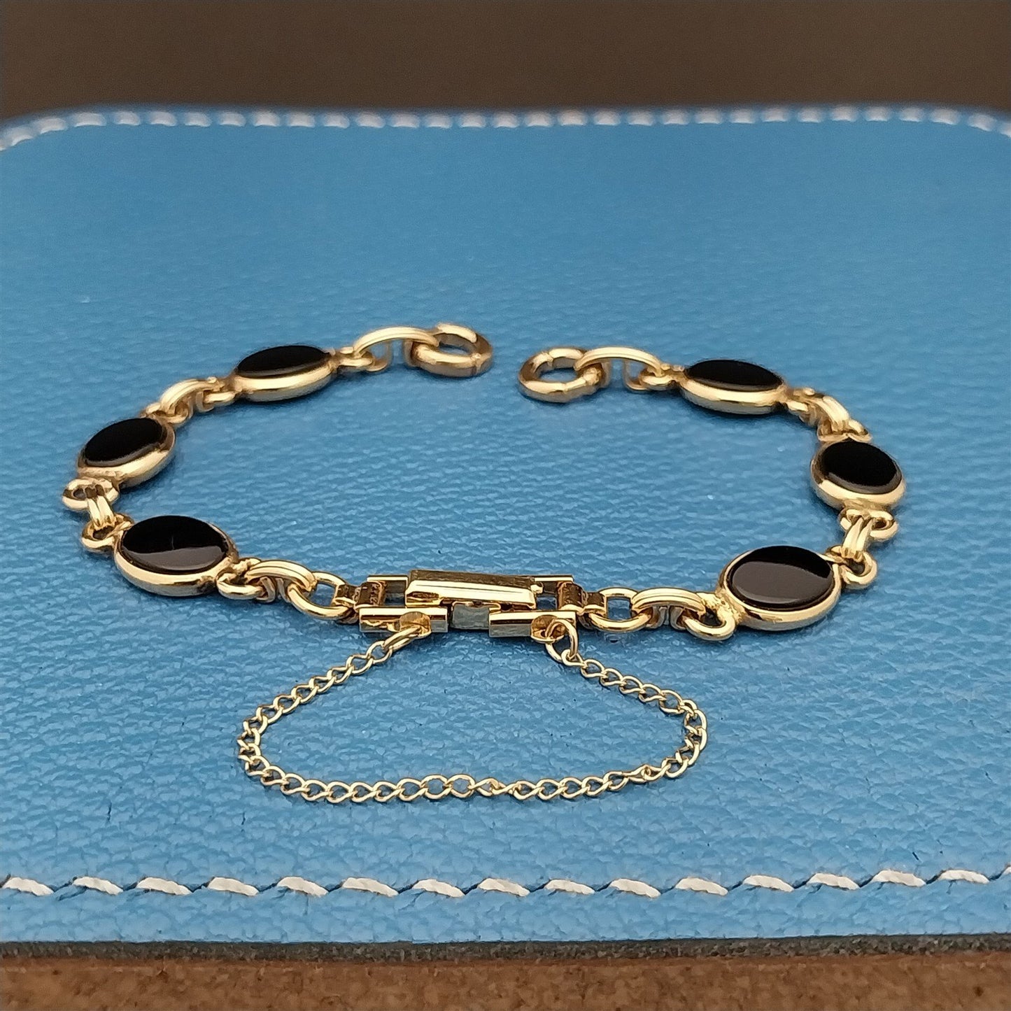 Ladies Kreisler White Gold-Fill & Onyx Unused 1960s Vintage Cocktail Watch Band