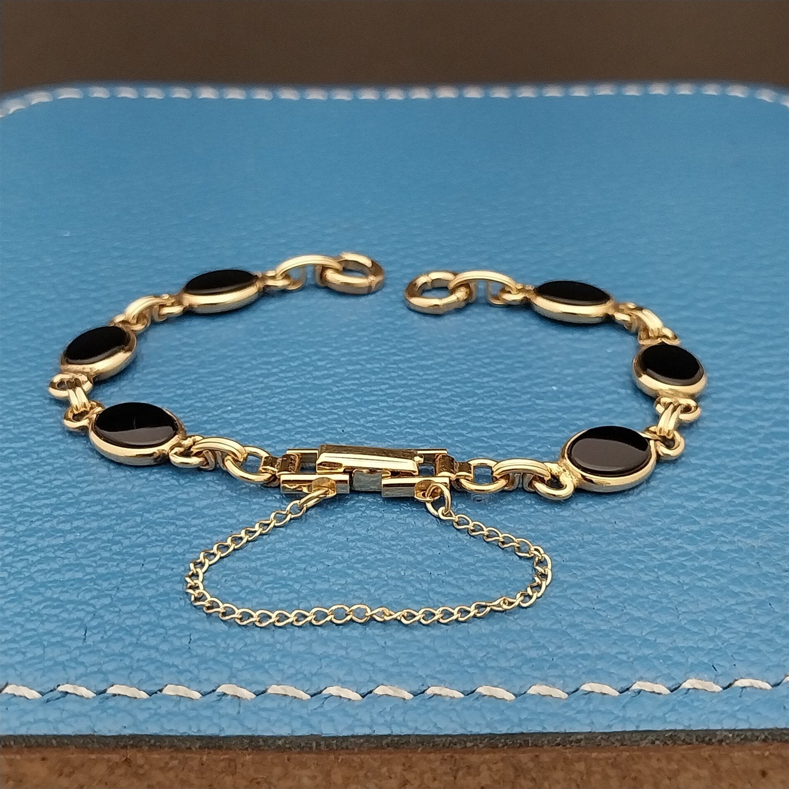 Ladies Kreisler White Gold-Fill & Onyx Unused 1960s Vintage Cocktail Watch Band