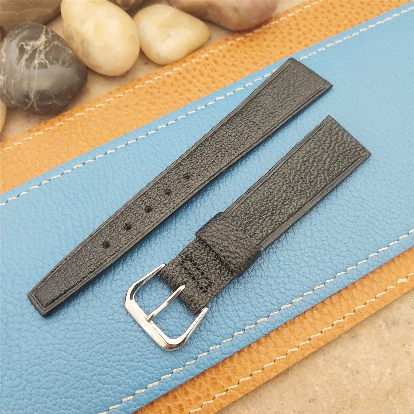 18mm English Morocco Single-Keeper Strap nos Vintage Classic Tapered Watch Band