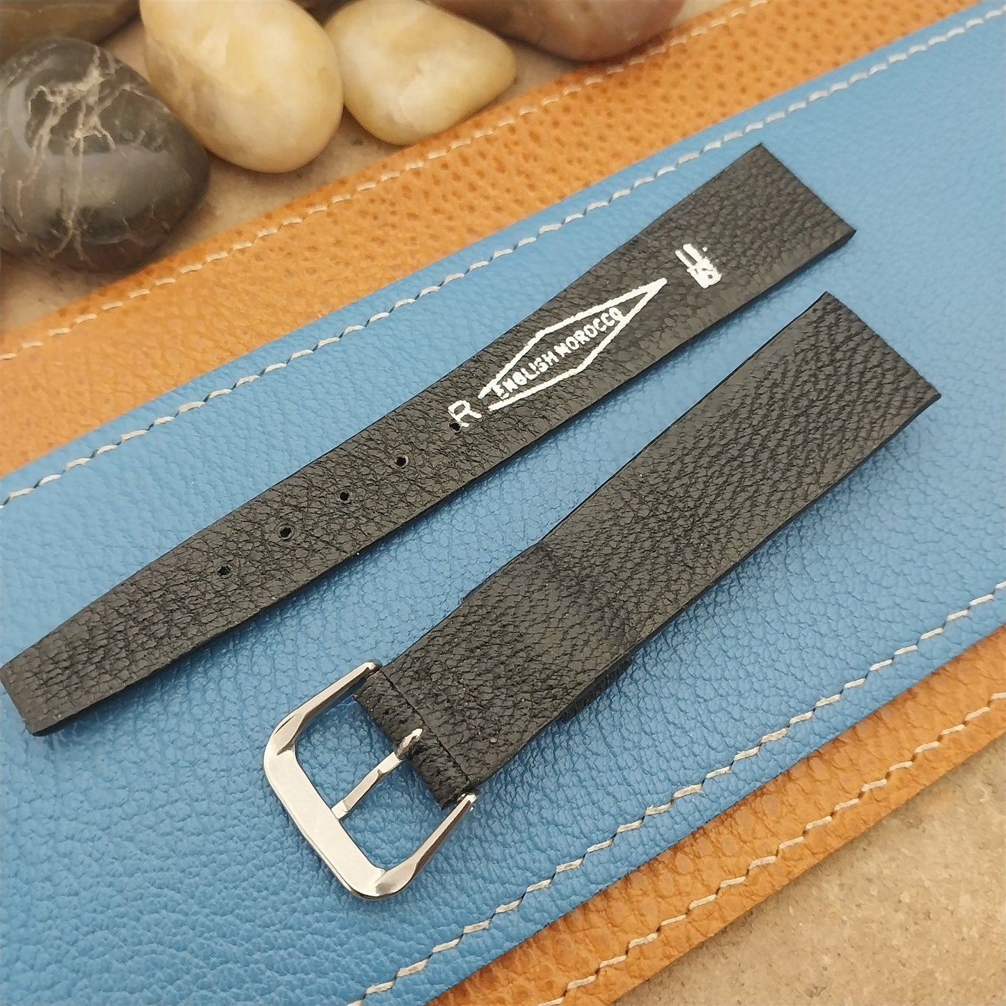 18mm English Morocco Single-Keeper Strap nos Vintage Classic Tapered Watch Band