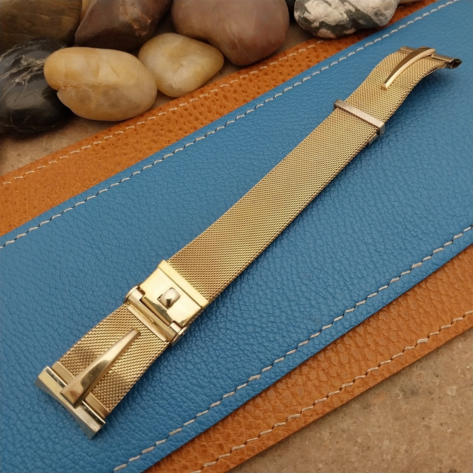 Vintage Forstner MCM Modern Yellow Gold-Fill Mesh Unused Classic Watch Band