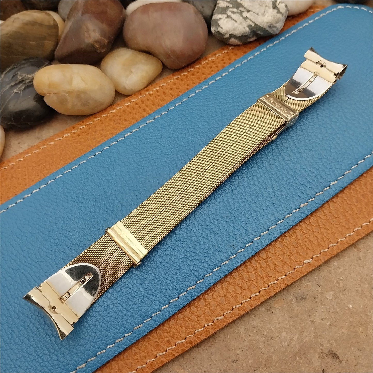 Vintage Forstner MCM Modern Yellow Gold-Fill Mesh Unused Classic Watch Band