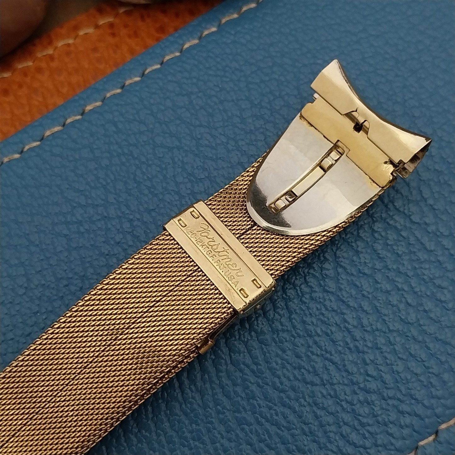 Vintage Forstner MCM Modern Yellow Gold-Fill Mesh Unused Classic Watch Band