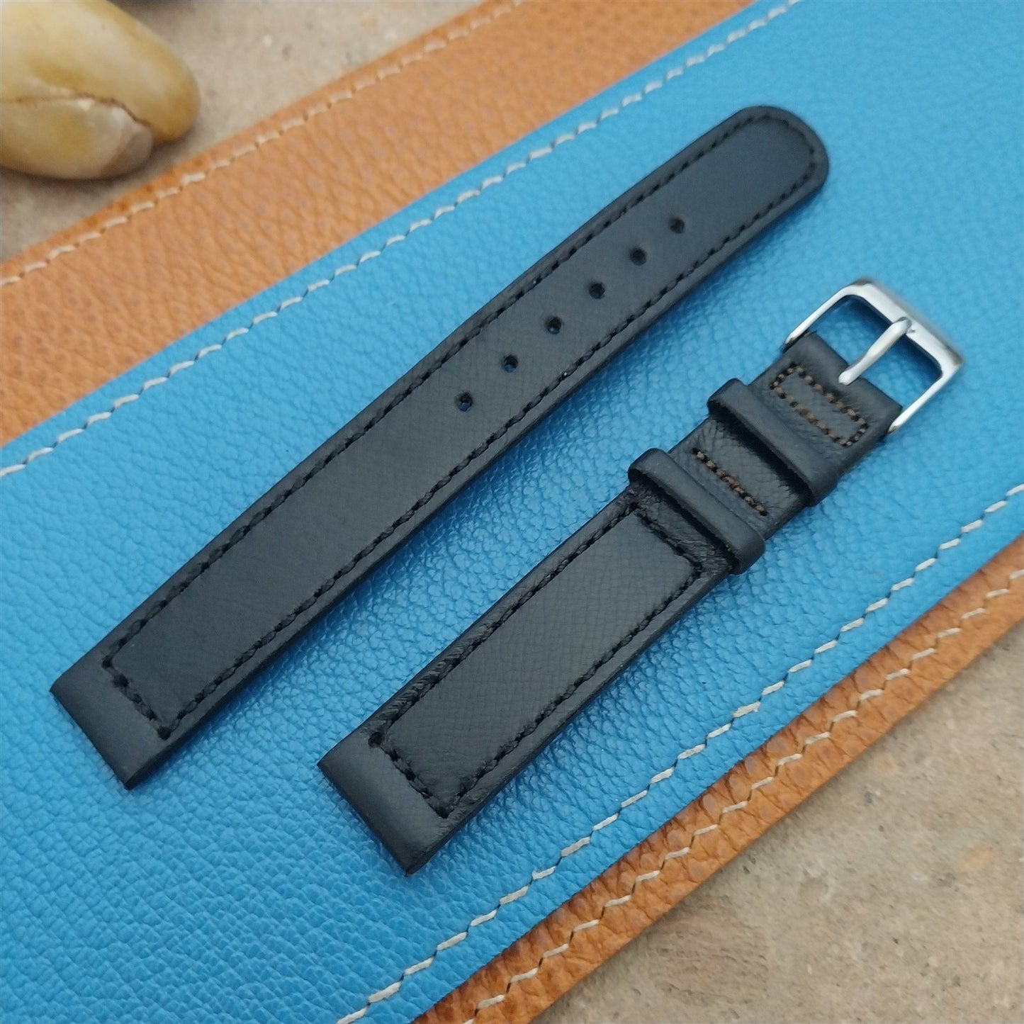 Vintage 14mm Hamilton Black Leather 1950s NOS Unused Classic Watch Band