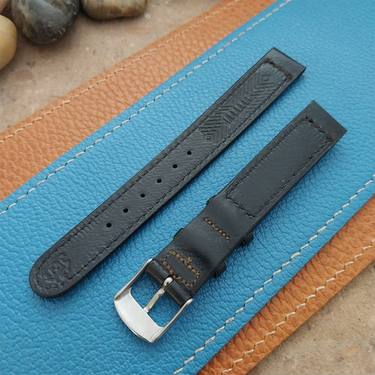 Vintage 14mm Hamilton Black Leather 1950s NOS Unused Classic Watch Band