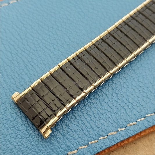 Vintage Speidel Romunda Black & Gold-Filled 19mm 18mm 17mm NOS 1970 Watch Band