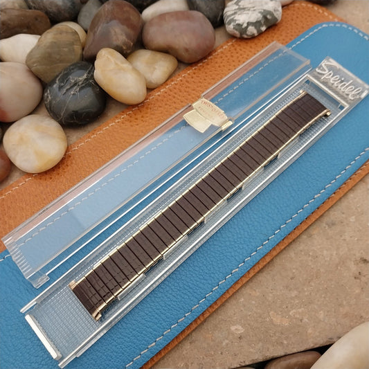 Vintage 19mm 18mm 17mm 1970 Speidel Romunda Rootbeer Brown& Gold-Fill Watch Band