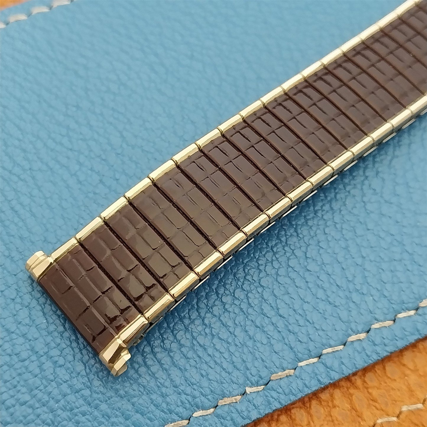 Vintage 19mm 18mm 17mm 1970 Speidel Romunda Rootbeer Brown& Gold-Fill Watch Band