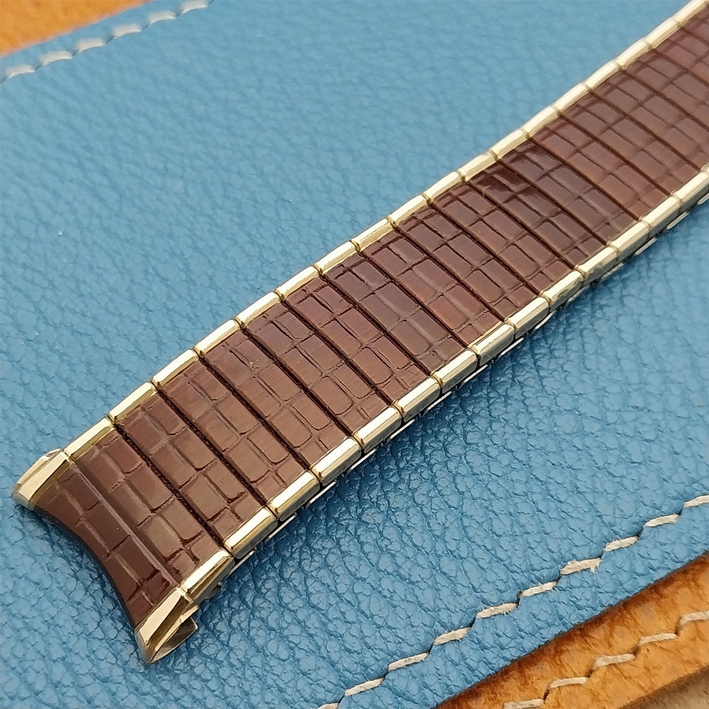 1967 Speidel Romunda Rootbeer Brown & 10k Gold-Filled Vintage Watch Band