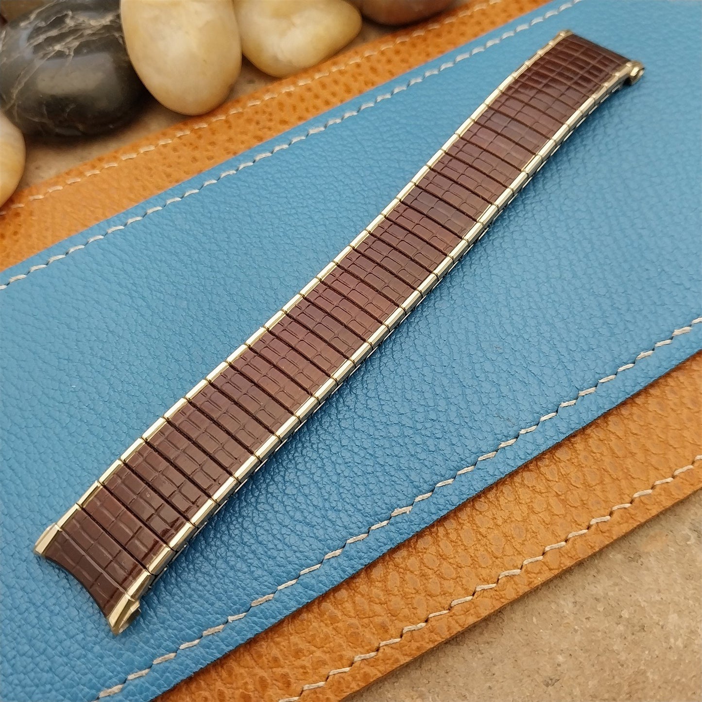 1967 Speidel Romunda Rootbeer Brown & 10k Gold-Filled Vintage Watch Band