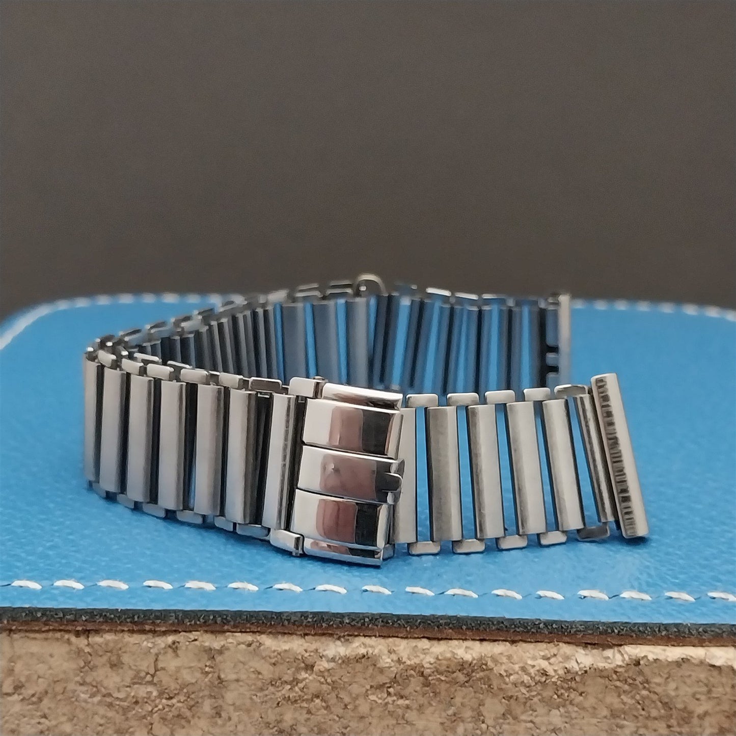 Vintage 16mm Swiss Stainless Steel Bamboo Link Unused 1940s Classic Watch Band