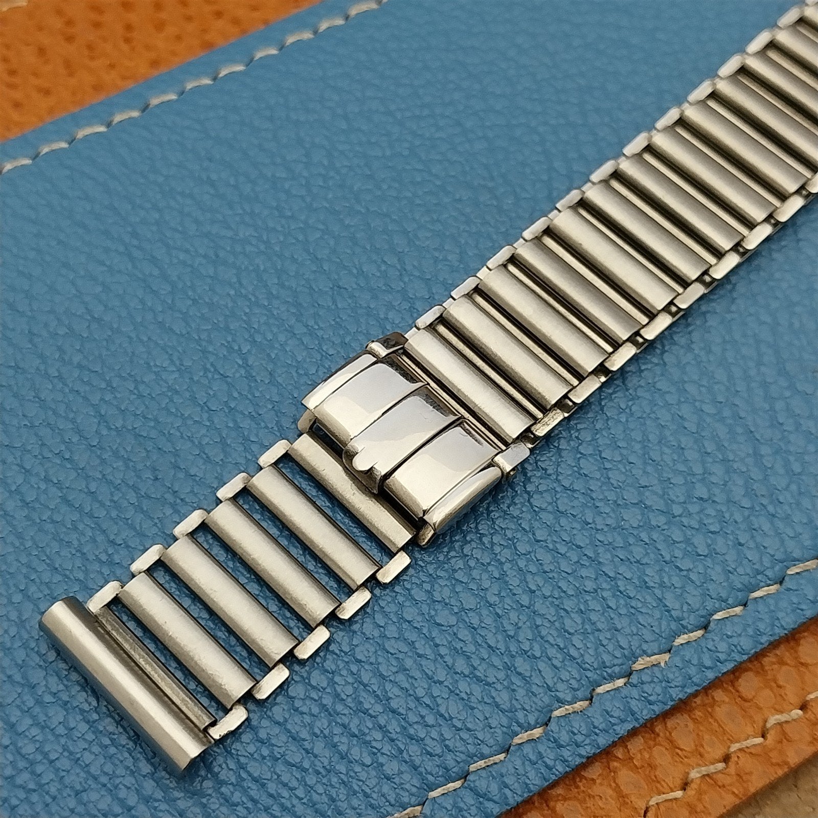 Vintage 16mm Swiss Stainless Steel Bamboo Link Unused 1940s Classic Watch Band