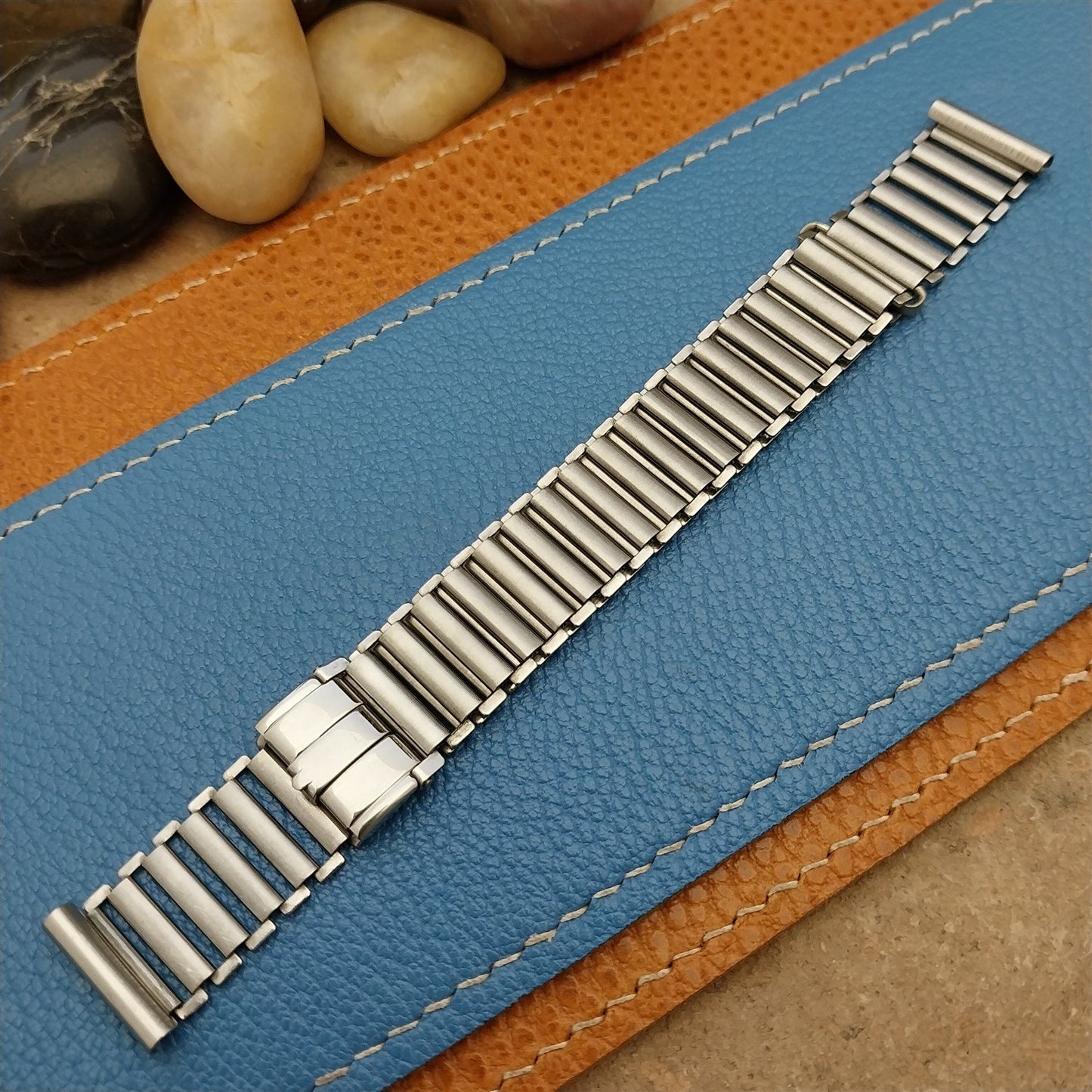 Vintage 16mm Swiss Stainless Steel Bamboo Link Unused 1940s Classic Watch Band