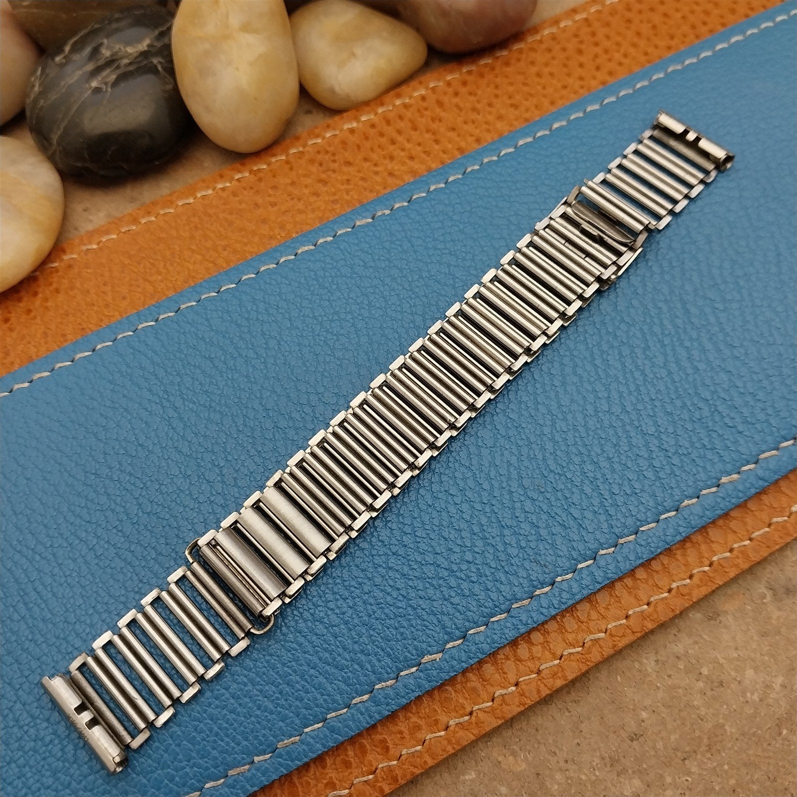 Vintage 16mm Swiss Stainless Steel Bamboo Link Unused 1940s Classic Watch Band