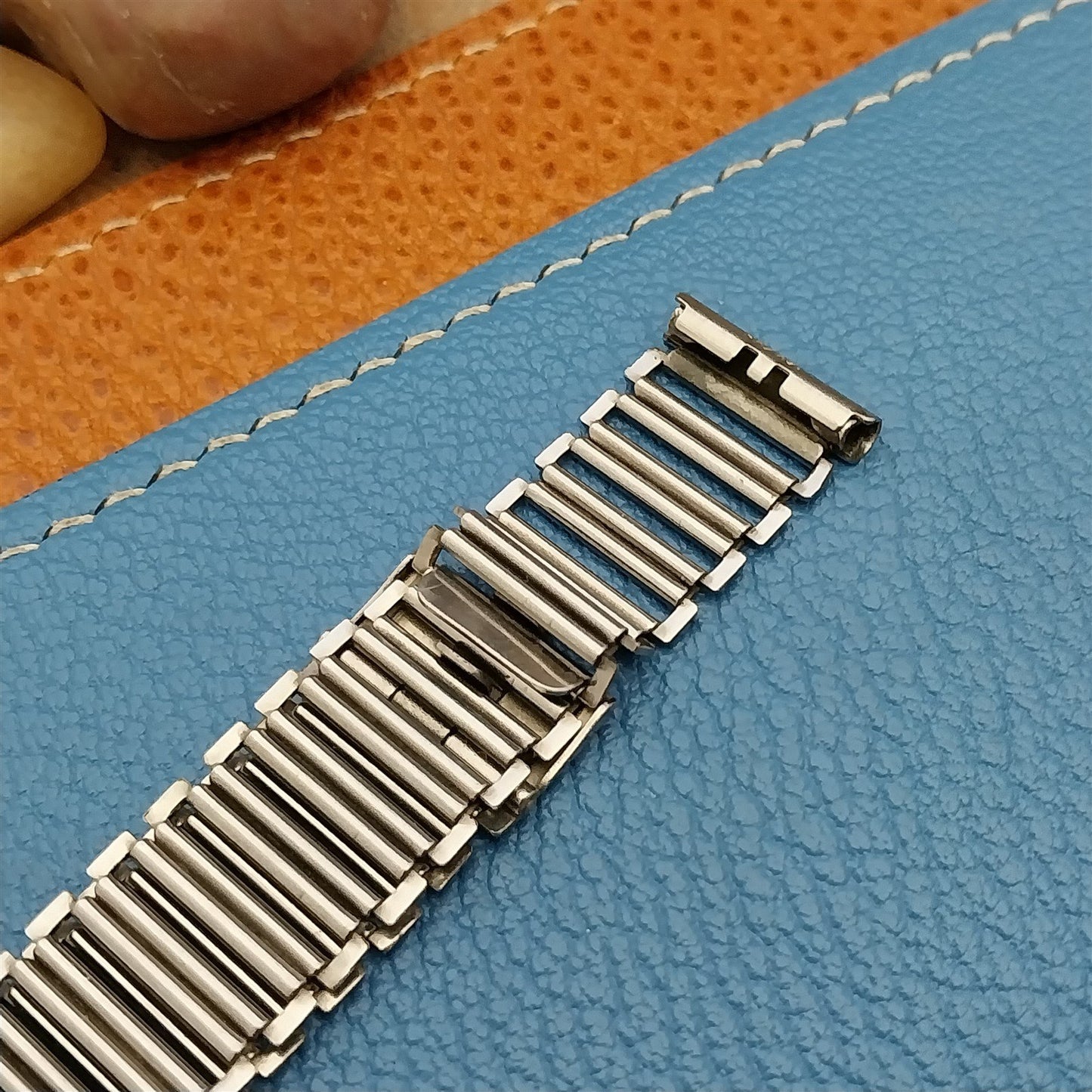 Vintage 16mm Swiss Stainless Steel Bamboo Link Unused 1940s Classic Watch Band