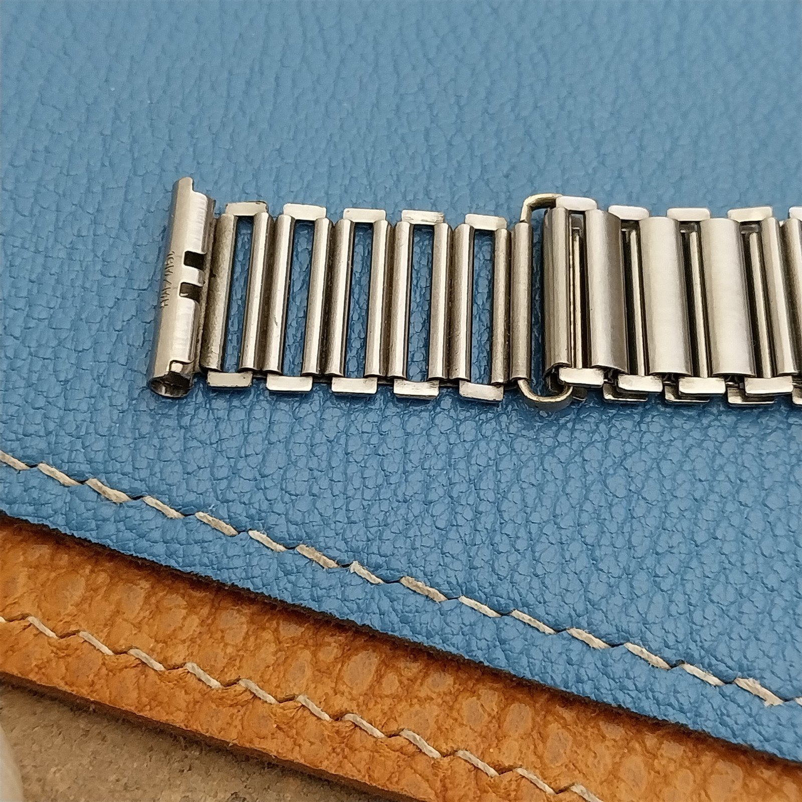 Vintage 16mm Swiss Stainless Steel Bamboo Link Unused 1940s Classic Watch Band