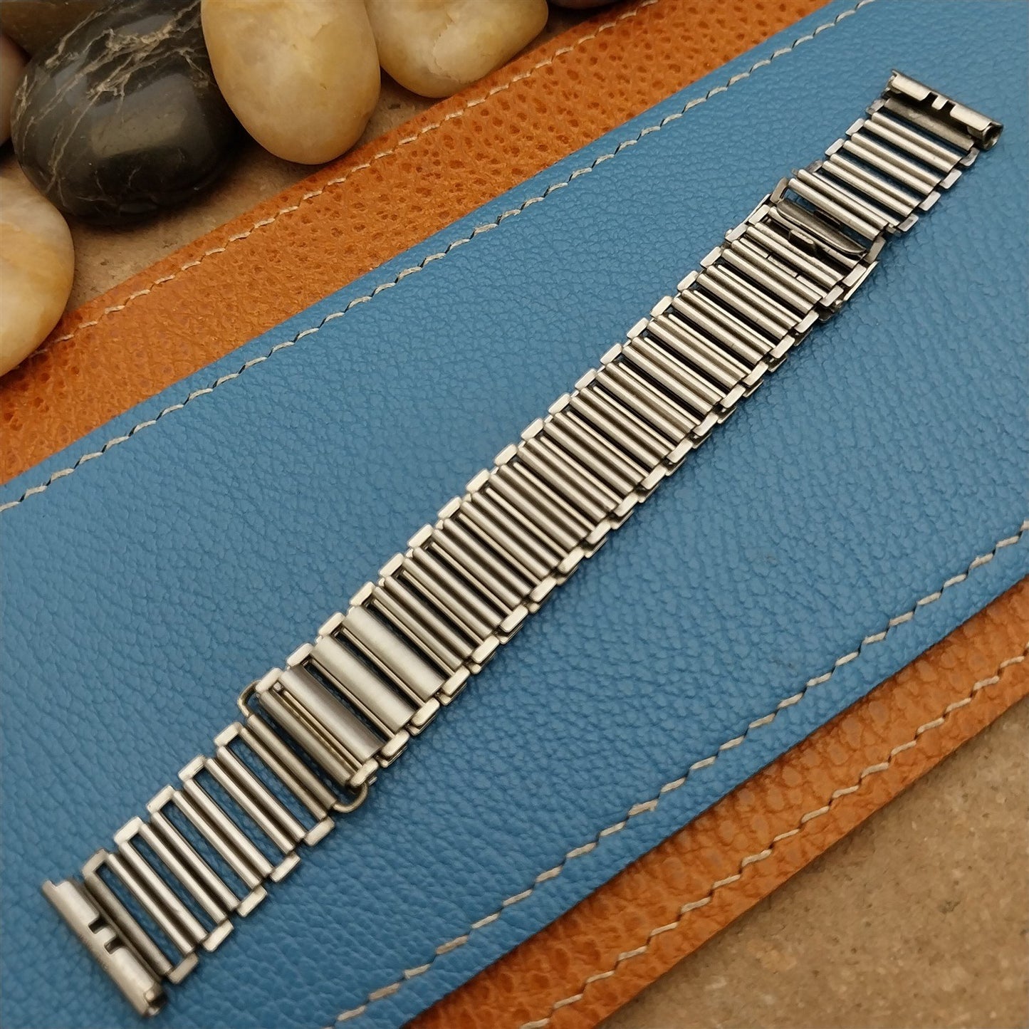 Vintage 16mm Swiss Stainless Steel Bamboo Link Unused 1940s Classic Watch Band