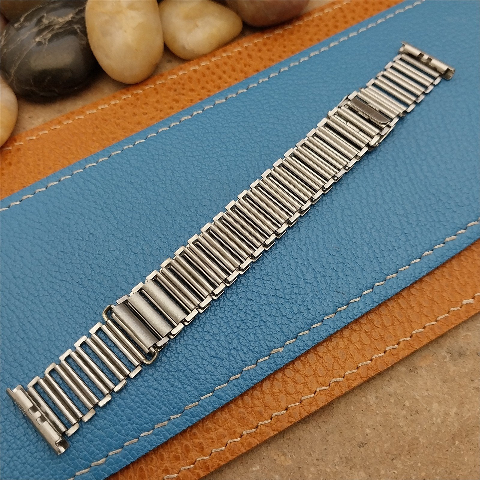 Vintage 18mm Swiss Stainless Steel Bamboo Link Unused 1940s Classic Watch Band