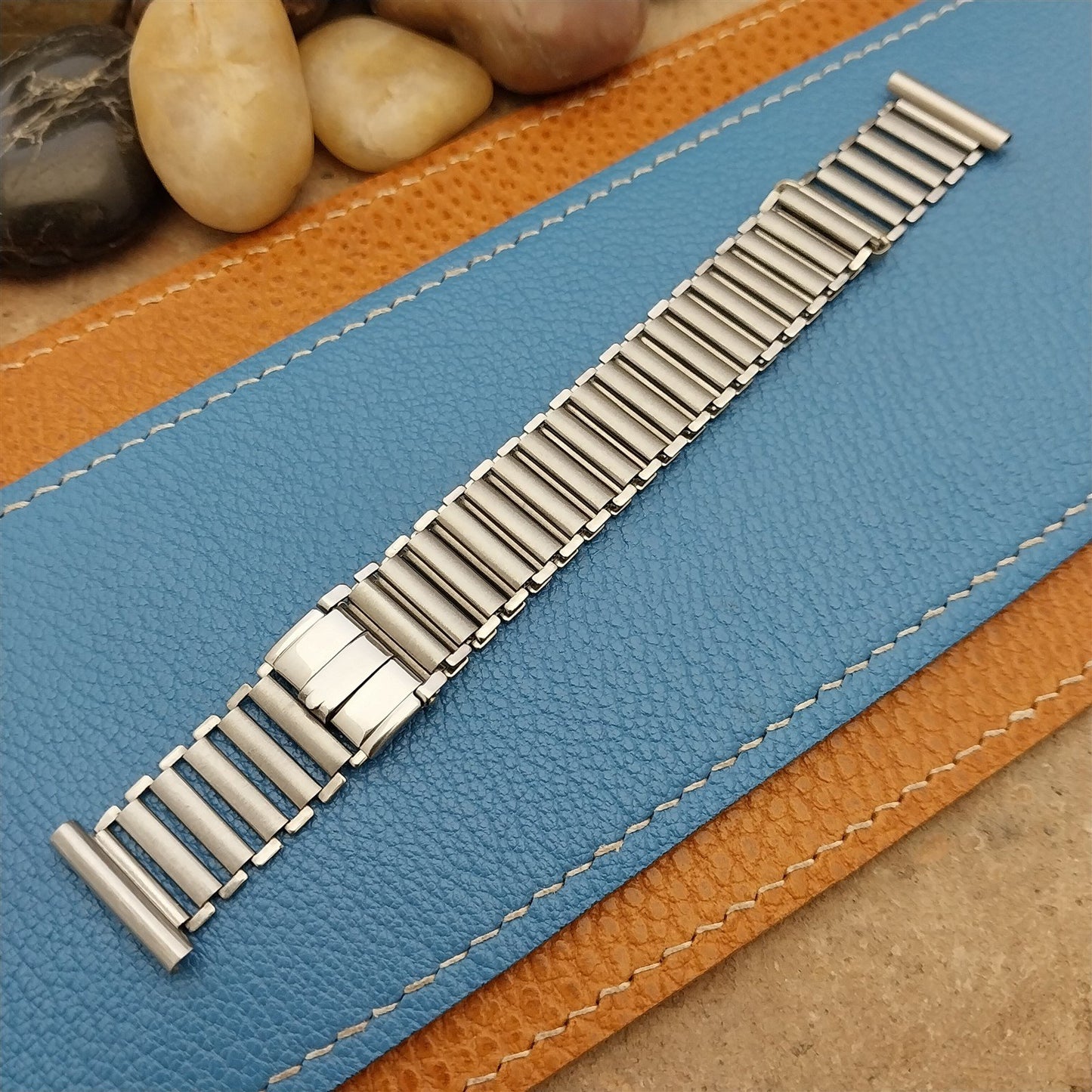 Vintage 18mm Swiss Stainless Steel Bamboo Link Unused 1940s Classic Watch Band