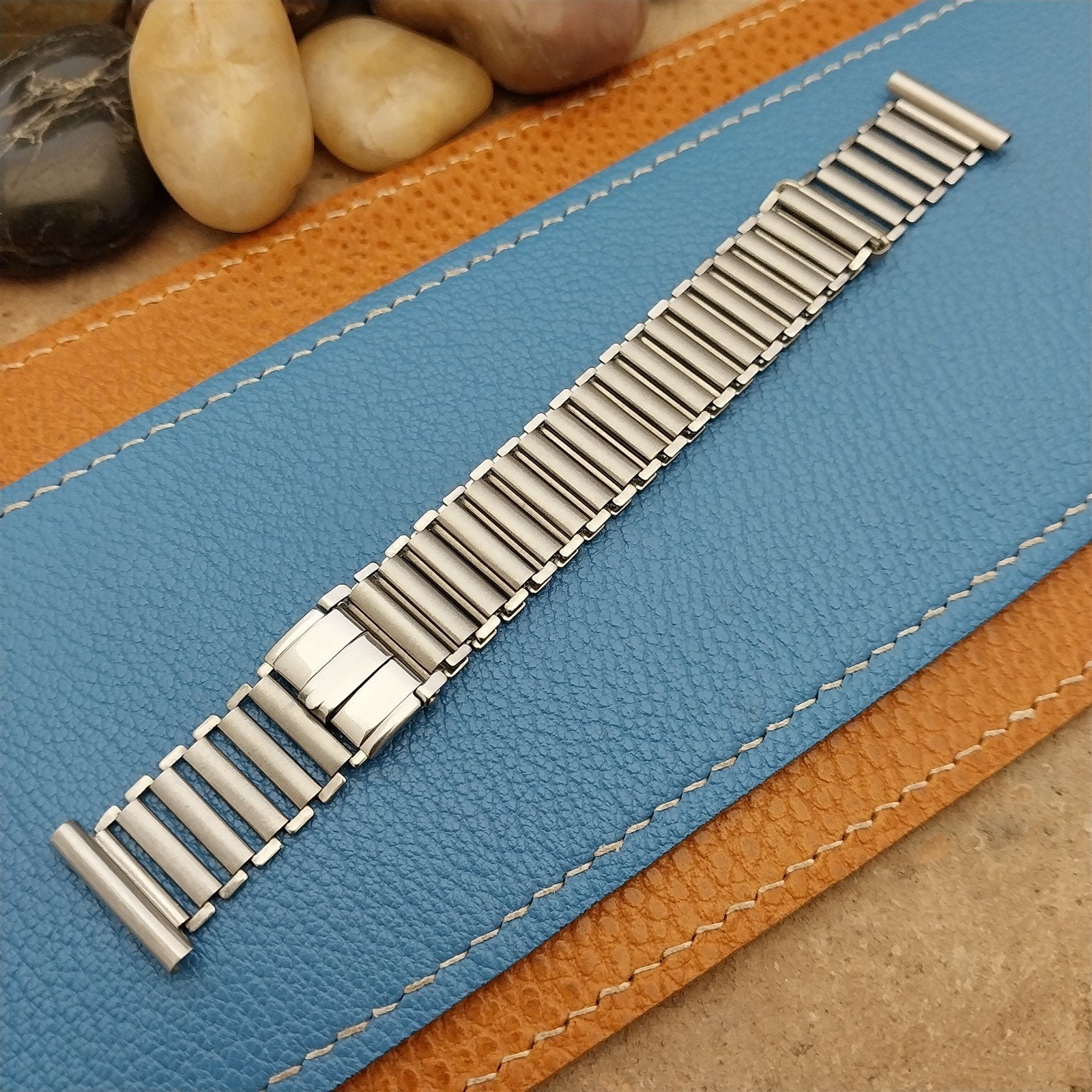 Vintage 18mm Swiss Stainless Steel Bamboo Link Unused 1940s Classic Watch Band