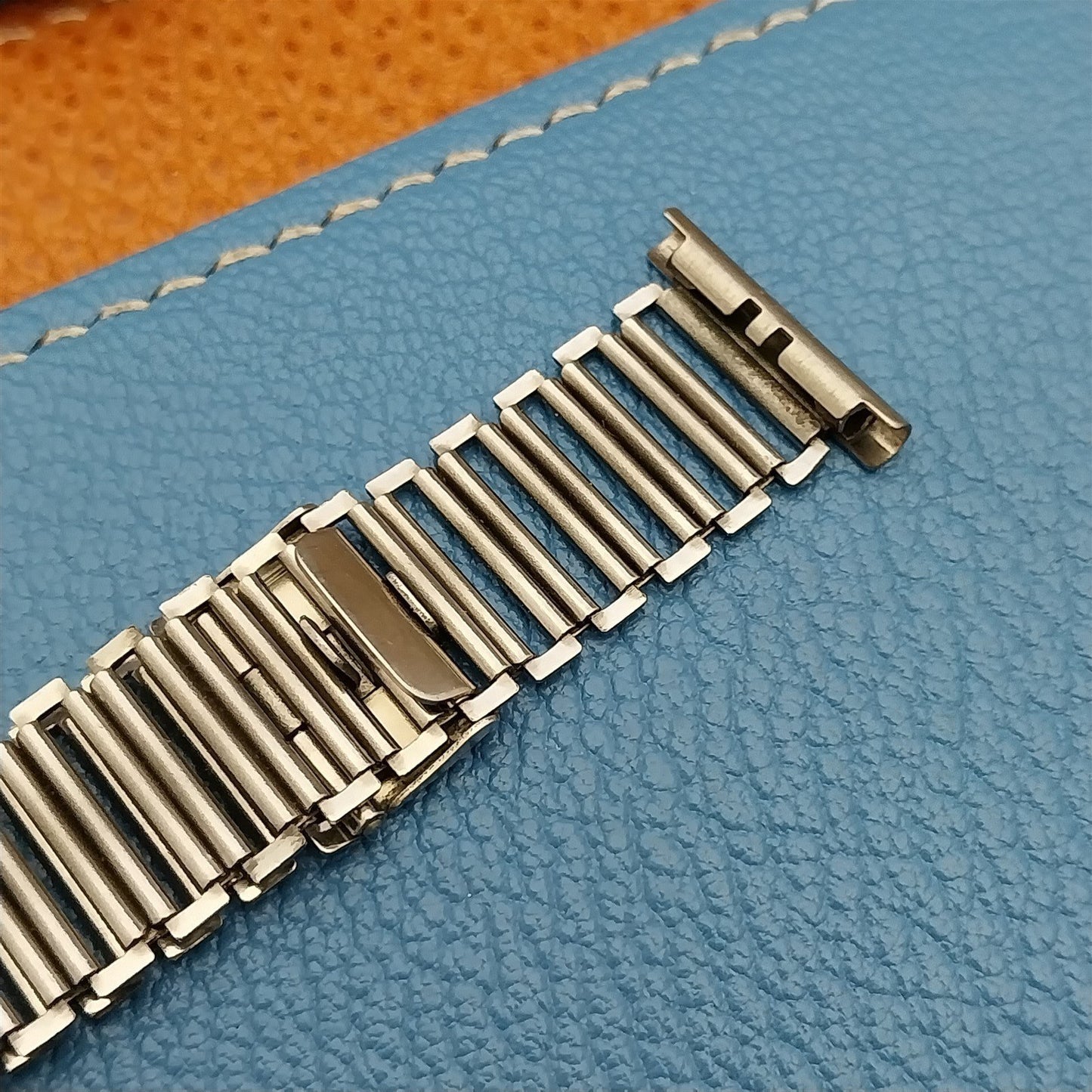 Vintage 19mm Swiss Stainless Steel Bamboo Link Unused 1940s Classic Watch Band