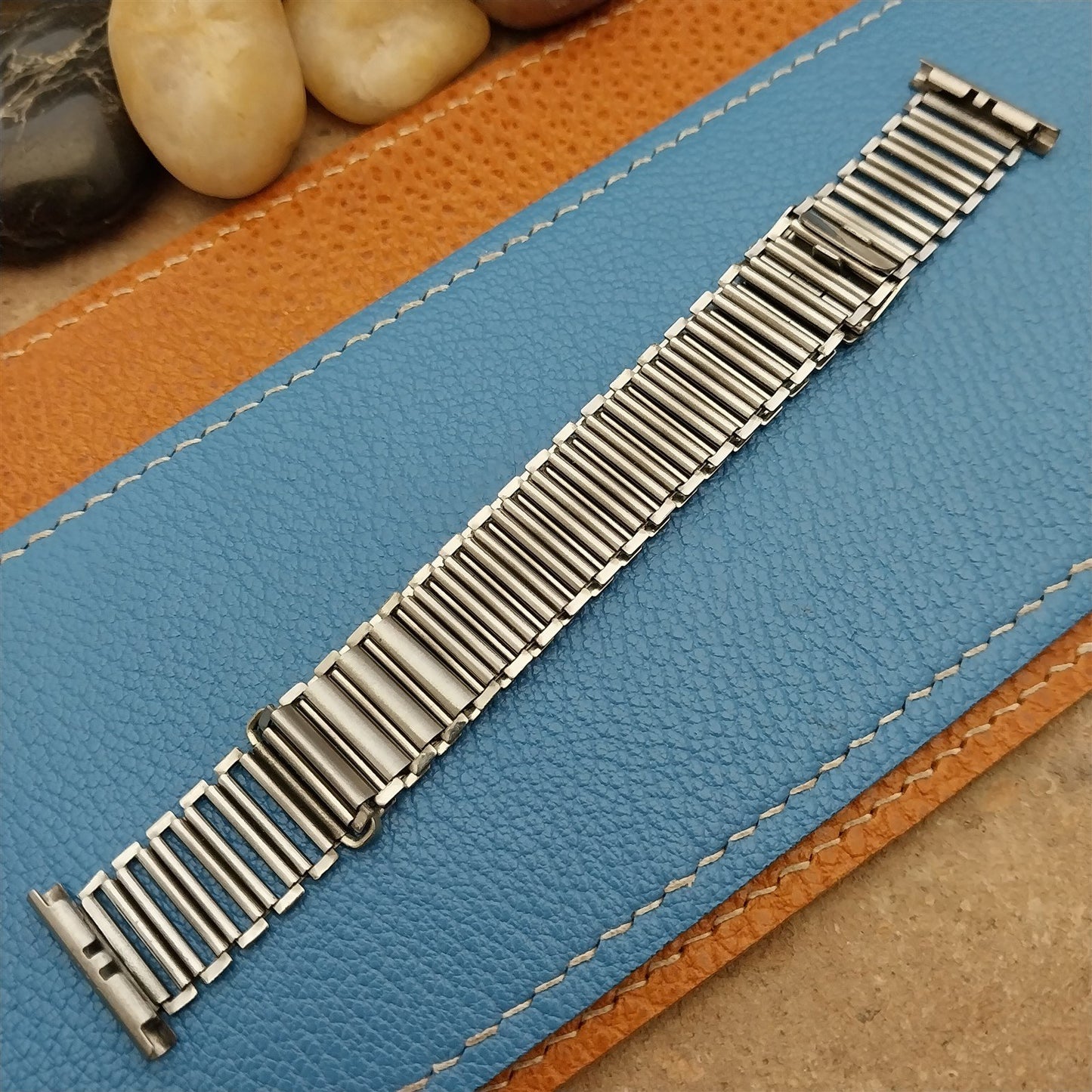 Vintage 19mm Swiss Stainless Steel Bamboo Link Unused 1940s Classic Watch Band