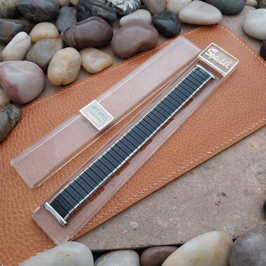 Vintage 19mm 18mm 17mm 16mm Speidel Black & Stainless Steel Romunda Watch Band