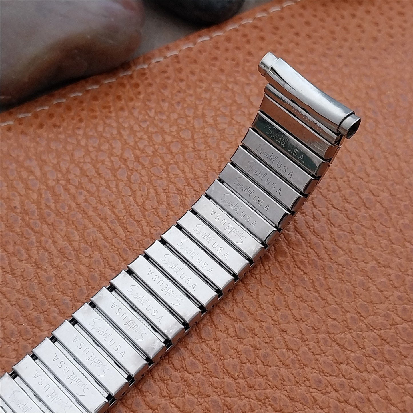 Vintage 19mm 18mm 17mm 16mm Speidel Black & Stainless Steel Romunda Watch Band