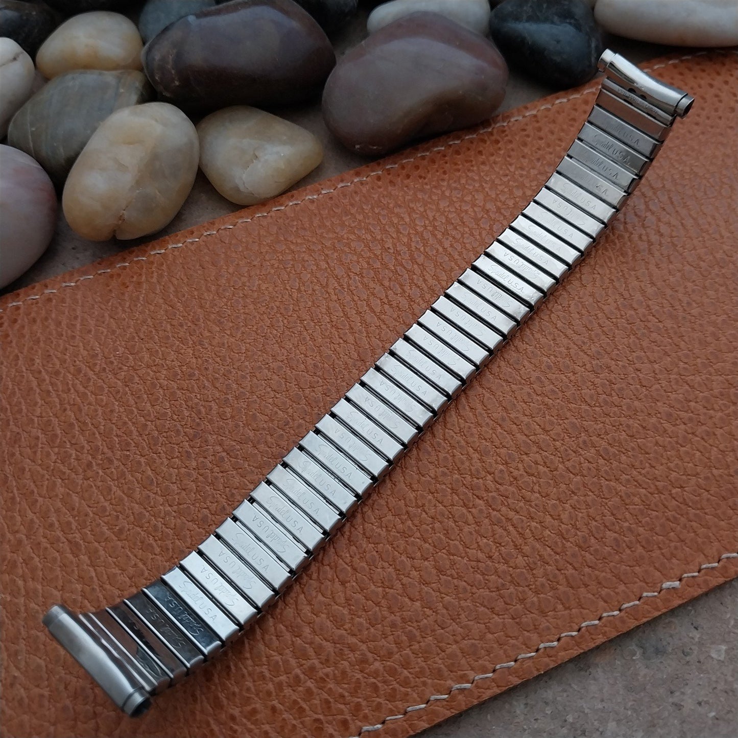 Vintage 19mm 18mm 17mm 16mm Speidel Black & Stainless Steel Romunda Watch Band