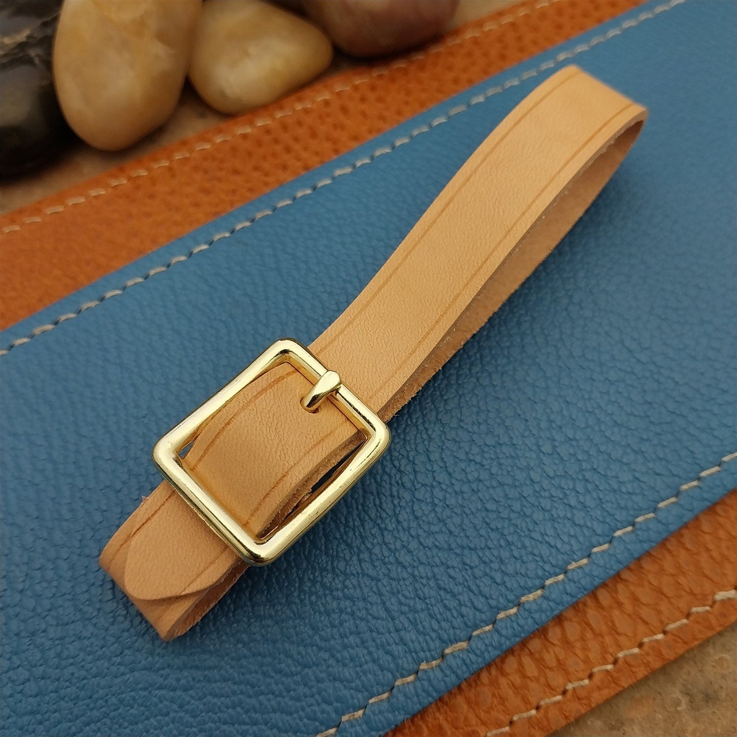 Natural Buttero Leather Pocket Watch Fob Strap & Brass Finish Solid Buckle