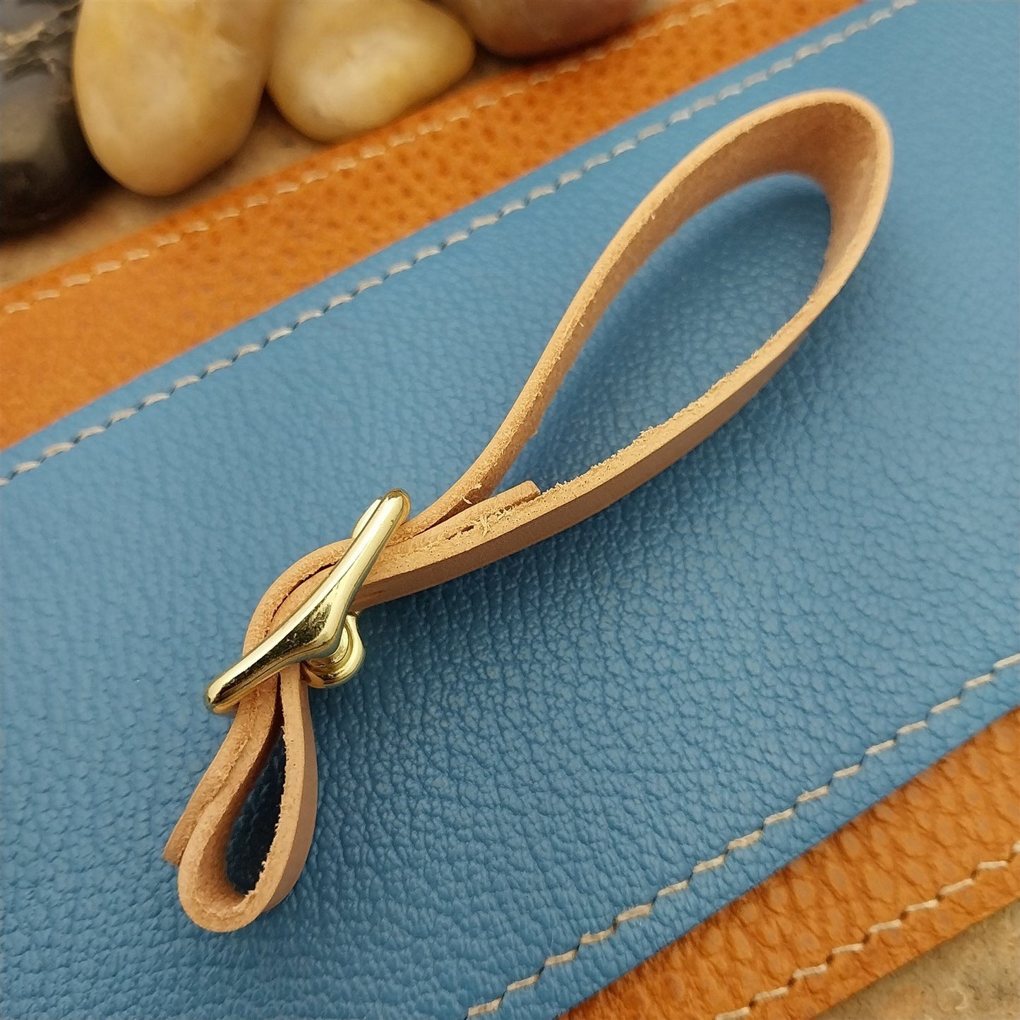 Natural Buttero Leather Pocket Watch Fob Strap & Brass Finish Solid Buckle