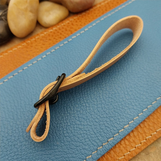 Natural Buttero Leather Pocket Watch Fob Strap & Black Finish Solid Buckle