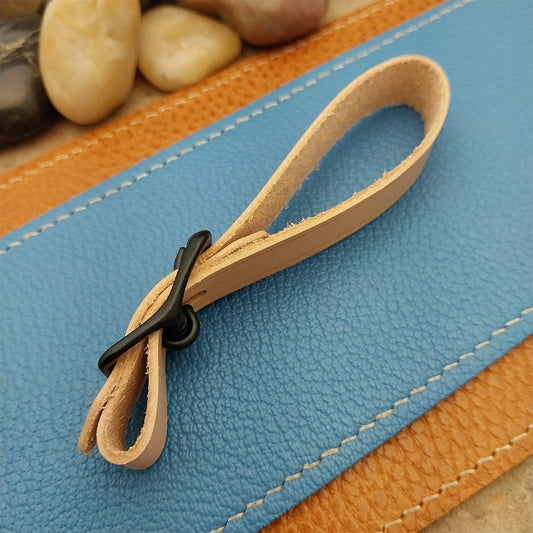 Natural Buttero Leather Pocket Watch Fob Strap & Black Finish Solid Buckle
