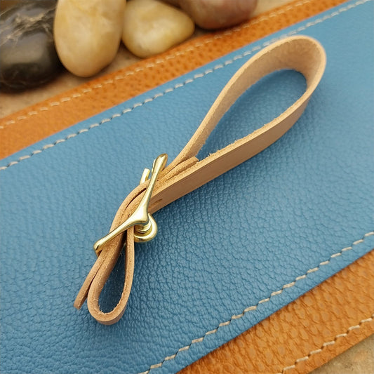 Natural Buttero Leather Pocket Watch Fob Strap & Brass Finish Solid Buckle