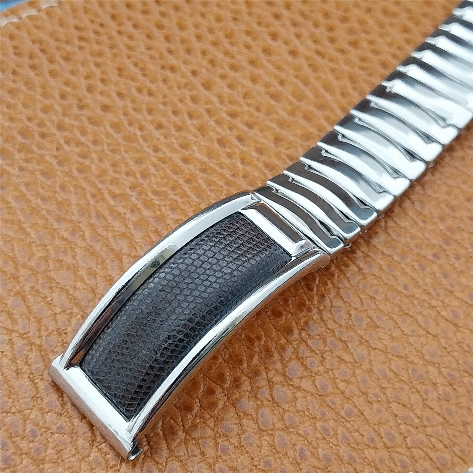 Vintage 5/8" Stainless Steel & Lizard Airflex Unsued Classic 1950s Watch Band