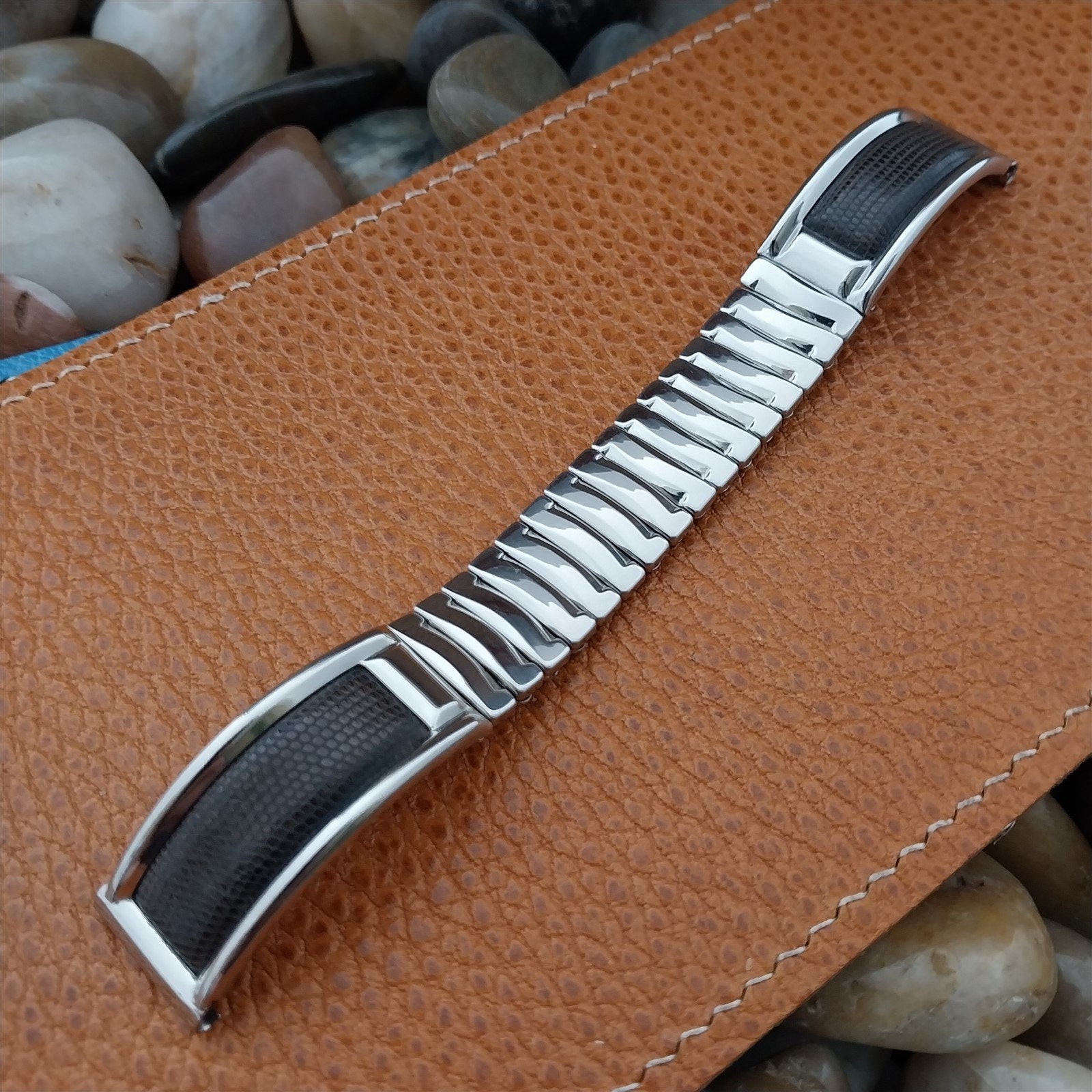 Vintage 5/8" Stainless Steel & Lizard Airflex Unsued Classic 1950s Watch Band