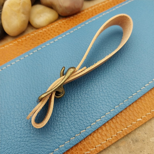 Natural Buttero Leather Pocket Watch Fob Strap&Antique Brass Finish Solid Buckle