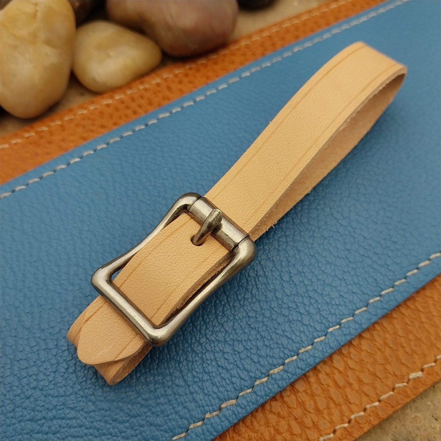 Natural Buttero Leather Pocket Watch Fob Strap & Antique Nickel Finish Buckle