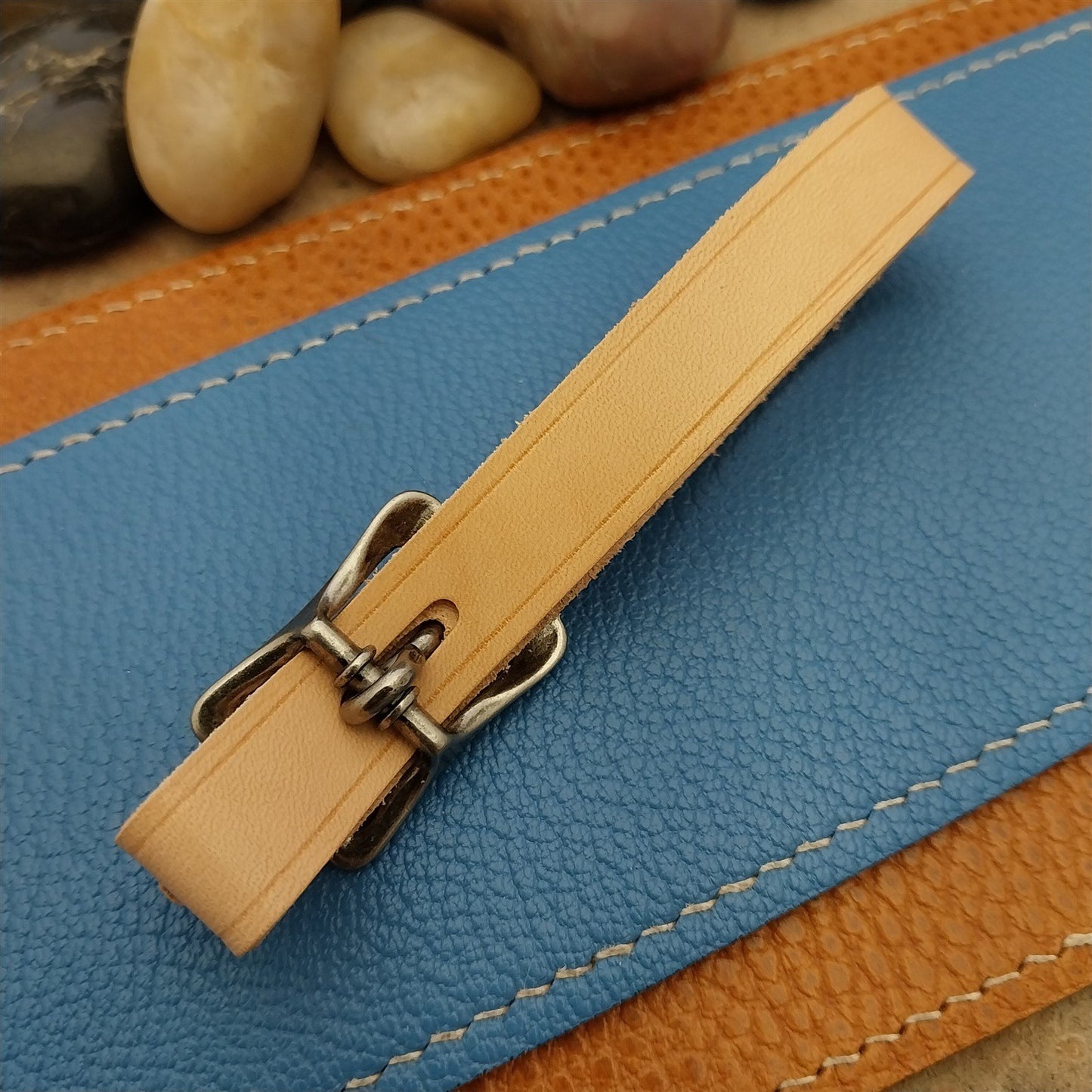 Natural Buttero Leather Pocket Watch Fob Strap & Antique Nickel Finish Buckle