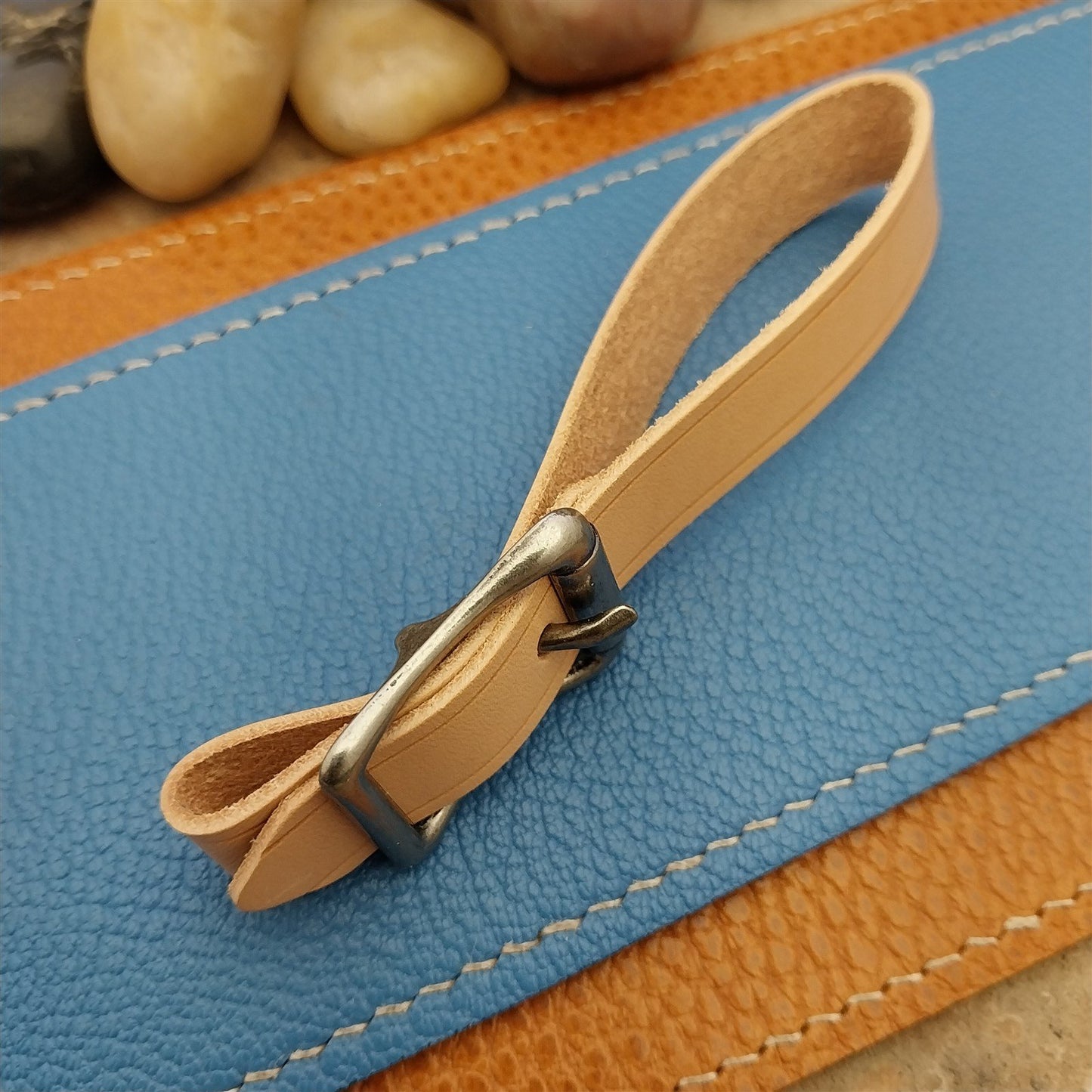 Natural Buttero Leather Pocket Watch Fob Strap & Antique Nickel Finish Buckle