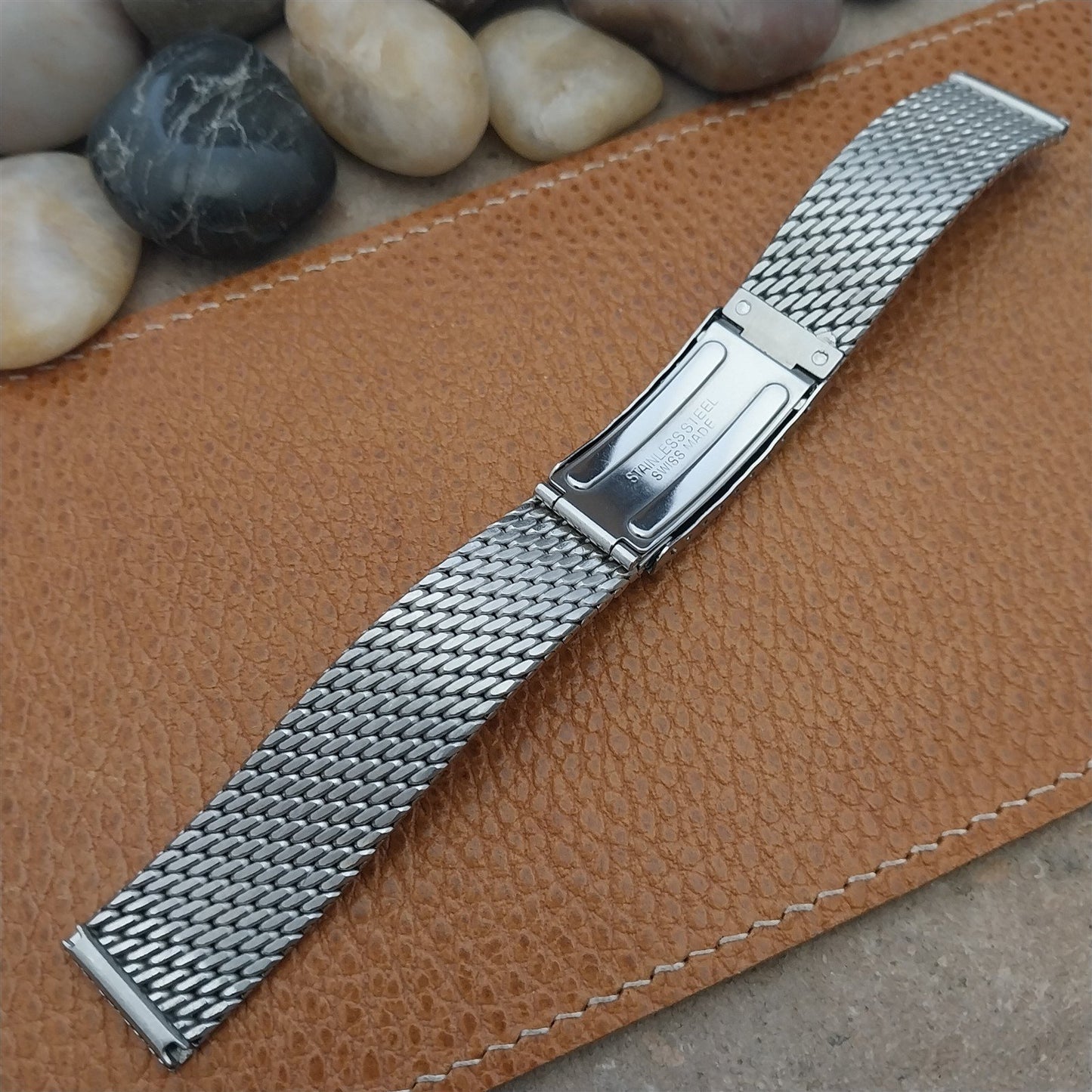 Vintage 18mm Classic Thick Stainless Steel Mesh Unused Swiss Watch Band