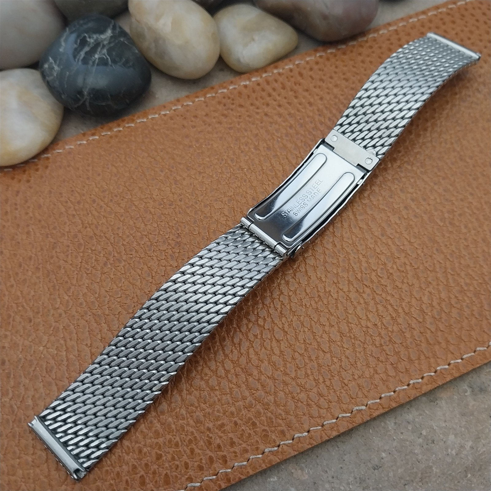Vintage 18mm Classic Thick Stainless Steel Mesh Unused Swiss Watch Band