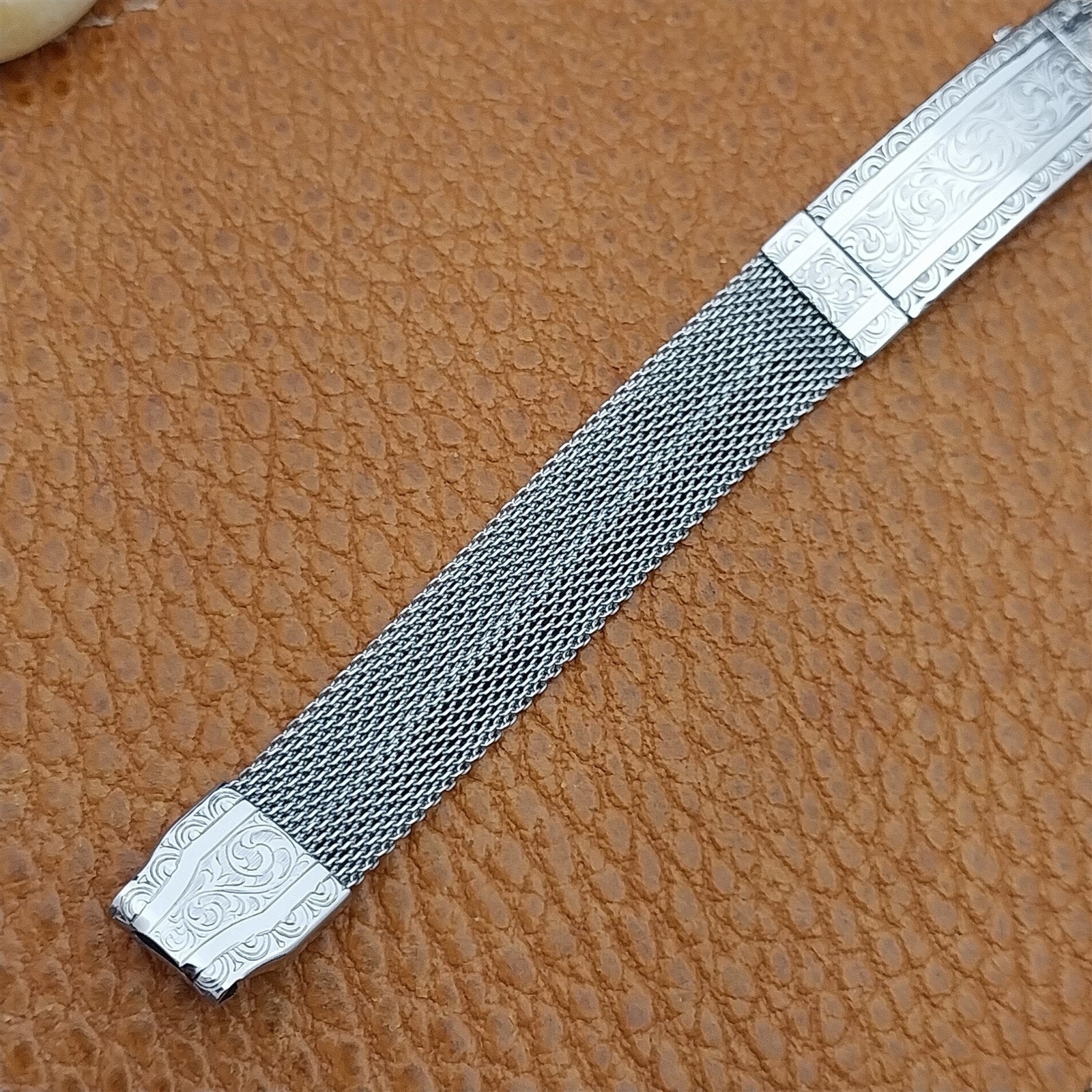 1920s-1930s White Gold Filled Mesh Womens Unused Vintage Art Deco Watch Bracelet