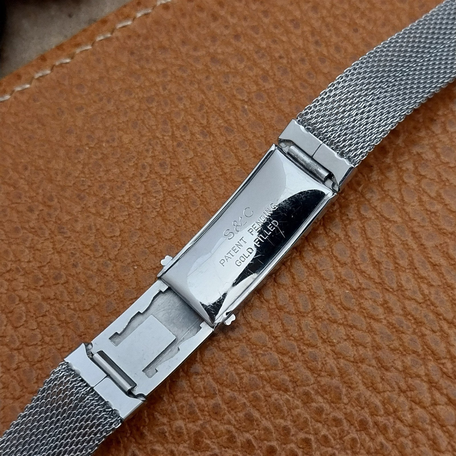 1920s-1930s White Gold Filled Mesh Womens Unused Vintage Art Deco Watch Bracelet