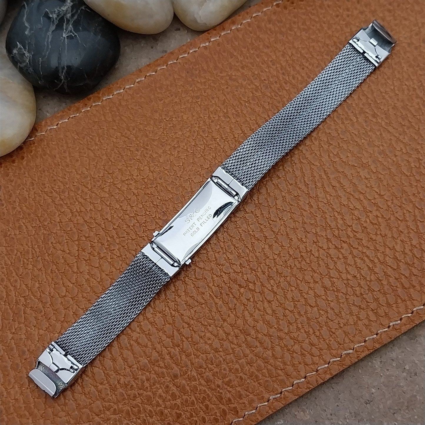 1920s-1930s White Gold Filled Mesh Womens Unused Vintage Art Deco Watch Bracelet